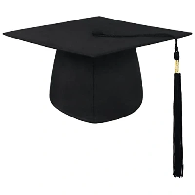 Image of BROADREAM Graduation Cap, Polyester Costume Headwear in Black, One Size Fits All, for Bachelor, Master, Doctor Graduates and Students, University, College, Carnival
