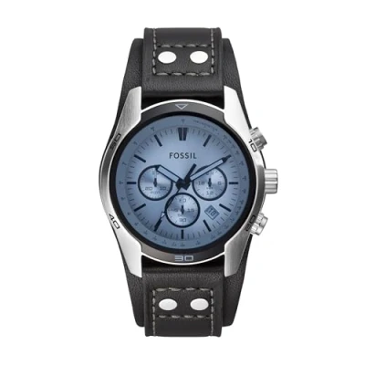 Image of Fossil Watch for Men Coachman, Quartz Chronograph Movement, 45 mm Silver Stainless Steel Case with a Genuine Leather Strap, CH2564