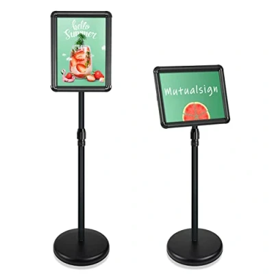 Image of Mutualsign A4 Sign Holder Stand Adjustable Poster Display Stand, Aluminum Menu Floor Stands Replaceable Advertisement with Stable Base, Black
