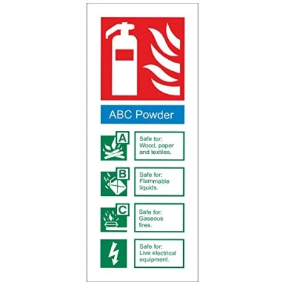 Image of ABC Powder Fire ID Sign 80mm x 200mm Rigid Plastic