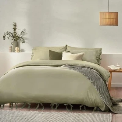 Image of Yard Mallow Bow Tie 100% Cotton Duvet Cover Set