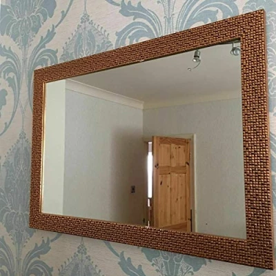 Image of DEENZ MOSAIC EFFECT RESIN LARGE WALL MIRROR 48X68cm (Gold)
