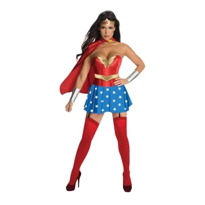 Image of Rubie&#039;s 889897L WONDER WOMAN CORSET COSTUME DC Comics Adult Fancy Dress, Womens, Multi, 14 16