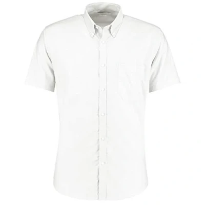 Image of Kustom Kit Slim Fit Short Sleeve Workwear Oxford Shirt 16.5in Light Blue