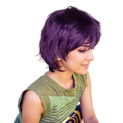 Image of Prettyland dark purple Wig Short Pixie Fringed Wild Cut Frisur Straight theater Daily C133
