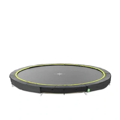 Image of EXIT Toys Silhouette Ground Sports Trampoline 12ft Inground Round for Outdoor 14 Years and Older Includes Feet Safety System Easy Access Great Jumping Power Black
