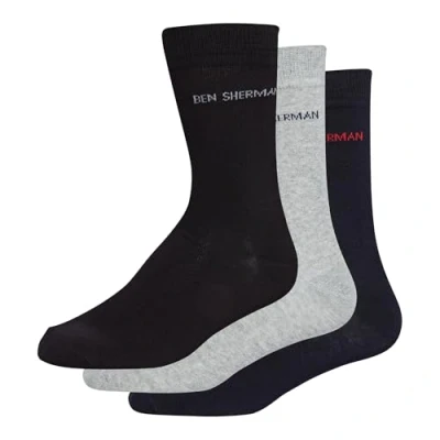 Image of Ben Sherman Mens Hedgehunter Socks, Navy/Grey/Black, 7 11 UK