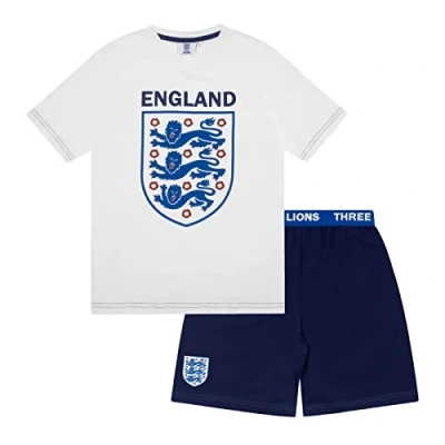 Image of England Three Lions Official Football Gift Boys Short Pyjamas 10 11 Years