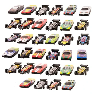 Image of D.A.Y. Republic 36 Pcs Free Wheel Toy Cars Set Mini Racing Convertibles F1 Hot Flame Alloy Wheels Sports Model Kids Playset Collection Cake Toppers Home Education Ideas (36 Plastic Racers)