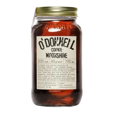 Image of O&#039;Donnell Moonshine Liqueur &quot;Cookie&quot; 700ml Natural Ingredients Vegan Premium American Tradition 20% ABV 40 proof Mason Jar Naturally Flavoured