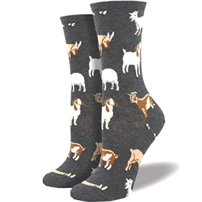 Image of Socksmith Womens Heather Grey &#039;Silly Billy&#039; Goat design socks One Size lover gift stocking filler