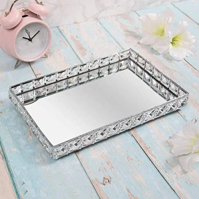 Image of The Leonardo Collection LP46684 Crystal Design Tray Silver