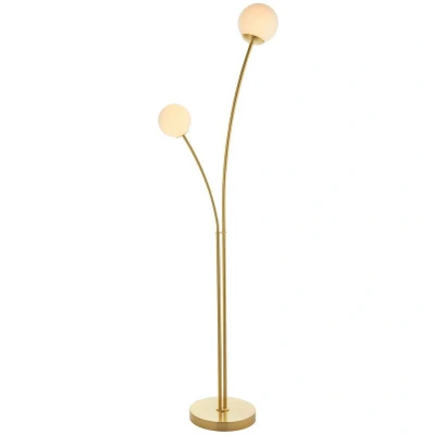 Image of Bloom Complete Floor Lamp Satin Brass Plate, Opal Glass