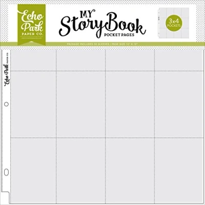 Image of Echo Park Paper My Story Book Album Pocket Pages 50/Pkg (12) 3 x 4 inch Openings, Other, Multicoloured, 34.01x32x2 cm