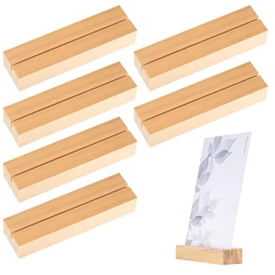Image of 6 Pcs Wooden Place Card Holders, Wood Table Number Stands, Name Memo Picture Sign Holders for Wedding Dinner Home Party Events Decoration