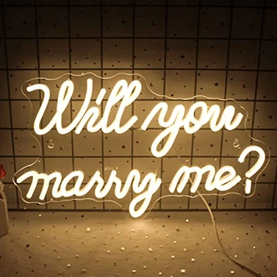 Image of Wanxing Will You Marry Me Neon Sign for Wall Decor Wedding LED Letters Powered by USB Light Proposal Decorations Party Valentines Day Girlfriend(Warm)