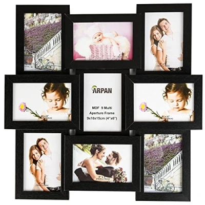 Image of ARPAN MDF Multi Aperture Photo Picture Frame Holds 9 X 6&#039;&#039;X4&#039;&#039; Photos