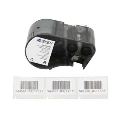 Image of Brady FreezerBondz™ Polyester Pre Sized Labels for Label Printer BMP51/BMP53/M511 180 Self Adhesive Black on White (44,45 mm (W) x 25,40 (H)) M5 125 490