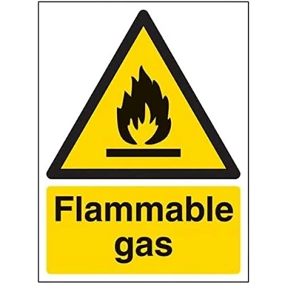 Image of V Safety Flammable Gas Warning Sign 150mm x 200mm 1mm Rigid Plastic