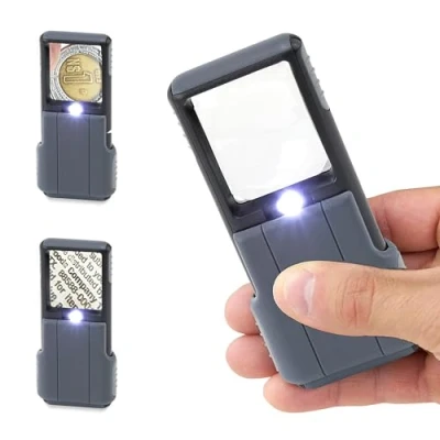 Image of Carson PO 55 MiniBrite 5x Pocket Magnifier with Built In LED Light and Sliding Case, Black