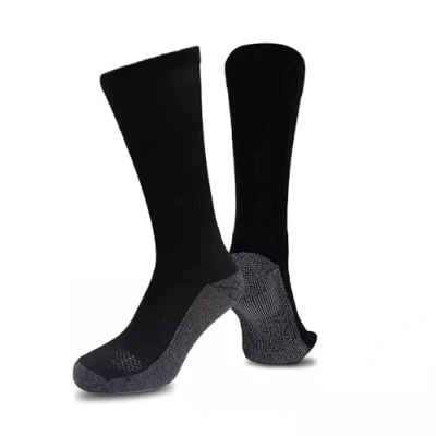 Image of 10 Pairs Men&#039;s BIG FOOT Winter Warm Work Socks Cushioned Sole Contrast Heel Toe Size 11 14 (Black)