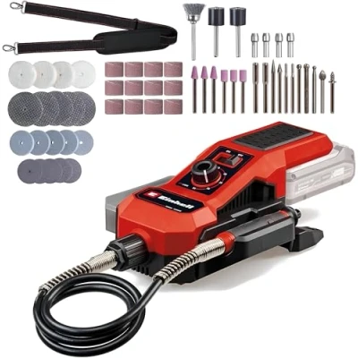 Image of Einhell Power X Change Cordless Grinding and Engraving Tool 18V, Variable Speed (5,000 34,000 RPM), Tip TE MT 18/34 Li Rotary Multi with 55pc Accessory Set (Battery Not Included)