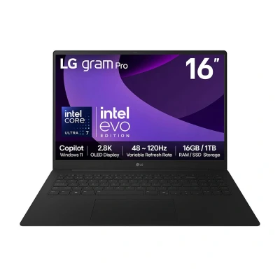 Image of LG gram Pro 16Z90TP K.AA78A1 16&quot; Laptop Intel®Core Ultra 7, 1 TB SSD, Black, Black