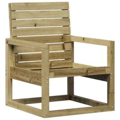 Image of vidaXL Wooden Garden Chair Brown, Impregnated Pine, Outdoor Patio Seating with Armrests and Backrest, Weather Resistant, 57.5x63x76 cm