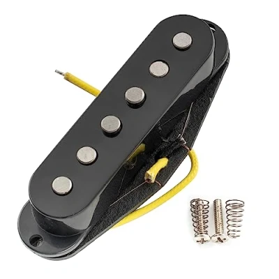 Image of Artec SSA 12R Vintage Style Staggered Alnico 5 Reverse Wound Single Coil Middle Pickup 6.5K for Strat Electric Guitar, Black