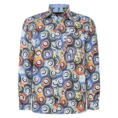 Image of KAM Record Print Shirt Long Sleeve Button Up Collared Casual Multicoloured Plus Size Mens 2XL 8XL 6049LS (UK, Alpha, 6XL, Plus, Regular)