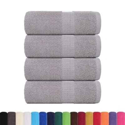 Image of vidaXL Guest Towels 4 Pack Ring Spun Cotton, Grey 30x50 cm, 360 GSM
