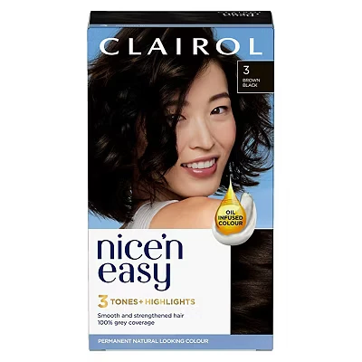 Image of Clairol Nice&#039;n Easy Crème, Natural Looking Oil Infused Permanent Hair Dye, 3 Brown Black