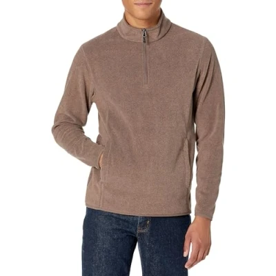 Image of Amazon Essentials Men&#039;s Quarter Zip Polar Fleece Jacket, Brown Heather, S