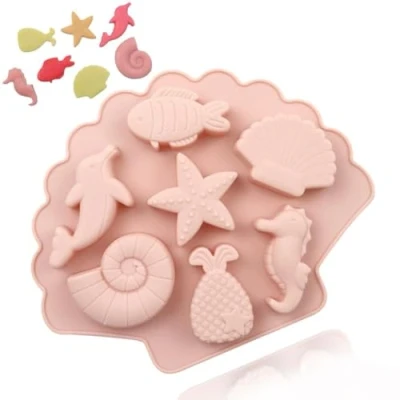 Image of TTOA Sea Shell Penguin Silicone Chocolate Mould Fish Cake Seahorse Star Sugar Paste Decoration Ice Cube Wax Melt