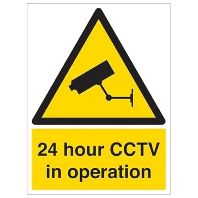 Image of V Safety Warning Security 24 Hour Cctv In Operation 300 X 400MM Sign With Snap Frame