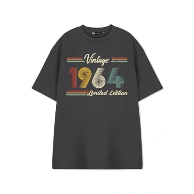 Image of Mens Vintage 1964 Graphic Tee in Grey Retro Style Novelty Short Sleeved T Shirt Gift Classic 60s Apparel