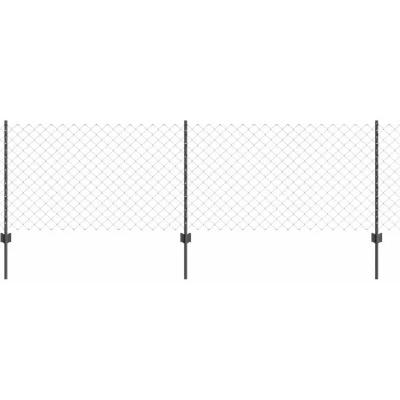 Image of vidaXL Chain Link Fence with 10 U Posts Grey 0.8x10 m Steel