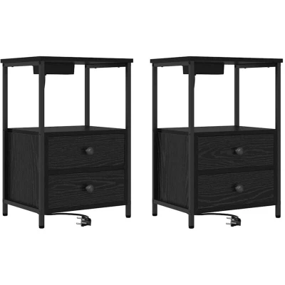 Image of vidaXL with Drawer Storage 2 pcs Black oak Engineered Wood
