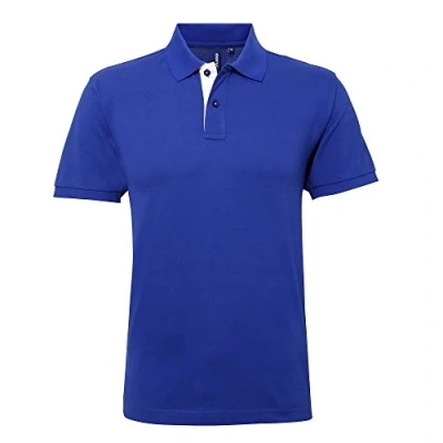 Image of Asquith &amp; Fox Mens Classic Fit Contrast Polo Shirt (Royal/ White) Multicolour Cotton Size 2XL