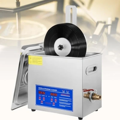 Image of 6l Ultrasonic Vinyl Cleaner 7 12 Inch 8 Records Cleaning Machine Liftable Lp Record Cleaner, Disc Washer, 40KHz 180W Commercial with Drying Rack for Jewelry Watch