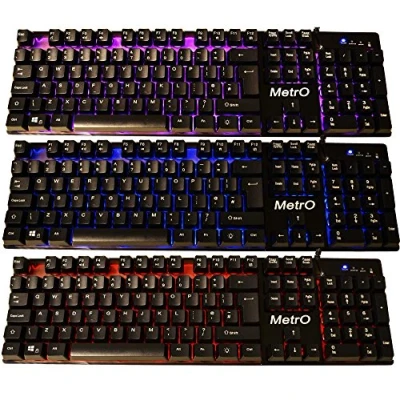 Image of Metro Comet 3 Colour LED Backlit Keyboard USB Wired Mechanical Style and Feel Quiet Gaming