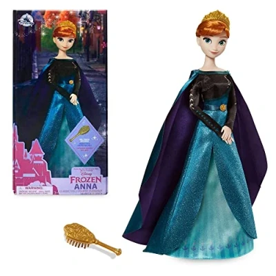 Image of Disney Store Official Queen Anna Classic Doll for Kids, Frozen 2, 29cm/11, Includes Golden Brush with Moulded Details, Fully Posable Toy in Satin Dress Suitable Ages 3+