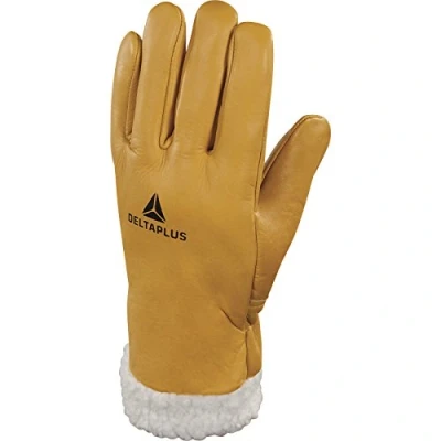 Image of Delta Plus Leather Gloves Glove for Cold Flower Beef Lining Yellow 11