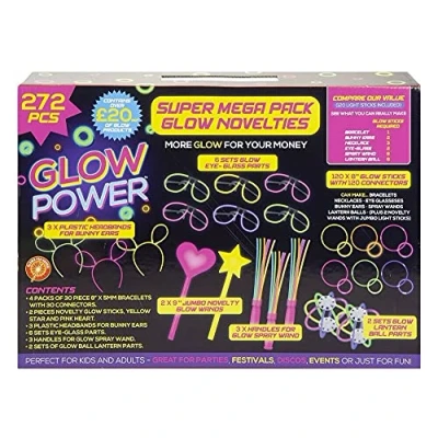 Image of 272 Piece Glow Stick Set Halloween Super Neon Up Party Pack Bonfire Night Kit