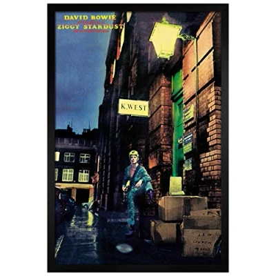 Image of David Bowie Black Wooden Framed Ziggy Stardust Album Cover Maxi Poster