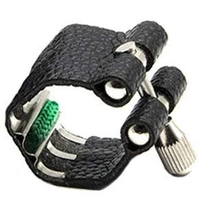 Image of Jiayouy Artificial Leather Soprano Saxophone Mouthpiece Sax Ligature Fastener Compact Durable Black