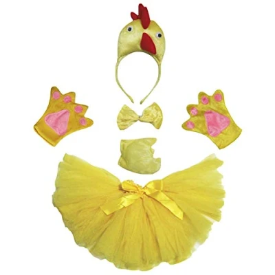 Image of Petitebelle Cutie Headband Bowtie Tail Gloves Tutu 5pc Girl Costume 1 5y (3D Yellow Hen)