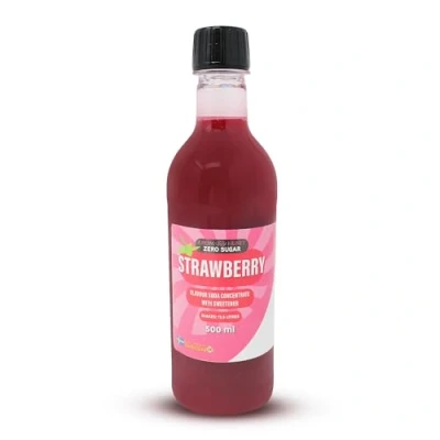 Image of Zero Strawberry Soda Syrup Concentrate 500 ml from Aromhuset Make 12.5 Litres of Sugar Free Soft Drink by Adding Flavouring to Carbonated Sparkling Fizzy Water (Zero Strawberry)