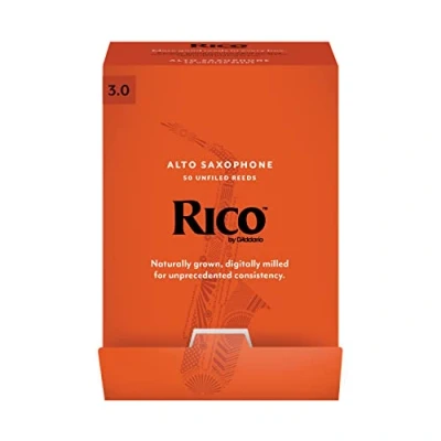 Image of D’Addario Woodwinds Rico Alto Sax Reeds for Saxophone Crafted Beginners, Students, Educators Strength 3.0, 50 Pack