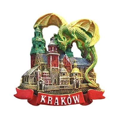 Image of Krakow Poland 3D Green Dragon Refrigerator Magnet Tourist Souvenirs Stickers,Home &amp; Kitchen Decoration Fridge From China
